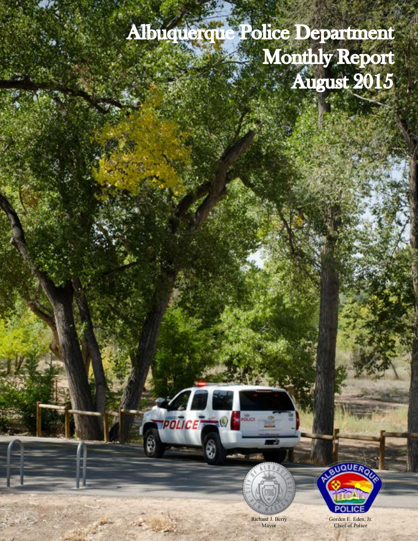 Monthly Police Report: August 2015 Cover