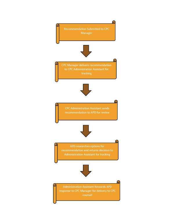 A JPEG of Community Policing Recommendation Process Map Illustration.