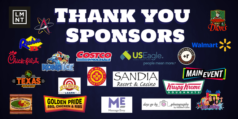 Thank you Women in Blue Sponsors LMNT, Chick-fil-a, Texas Roadhouse, Costco, US Eagle Federal Credit Union, New Mexico Pinion Coffee, Sandia Resort and Casino, Days Go By Photography, Walmart, Dions, Main Event, and Massage Envy.