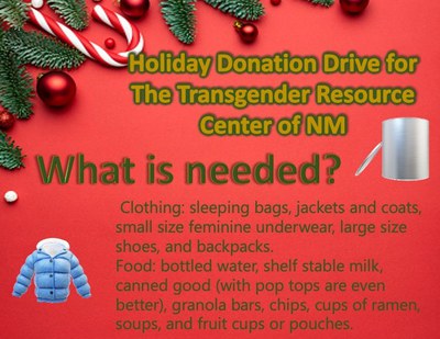 List of items to be donated for TGRC drive 