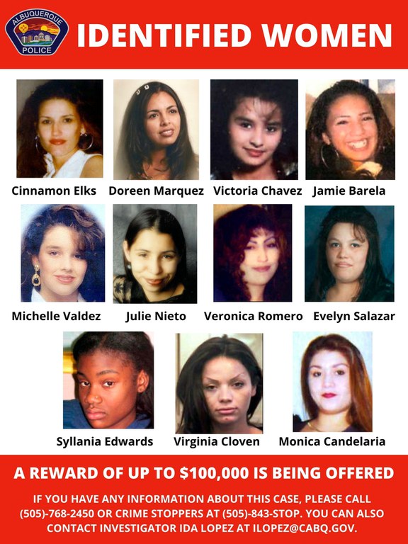 This is a poster of the women whose remains were found along the west mesa in February of 2009.