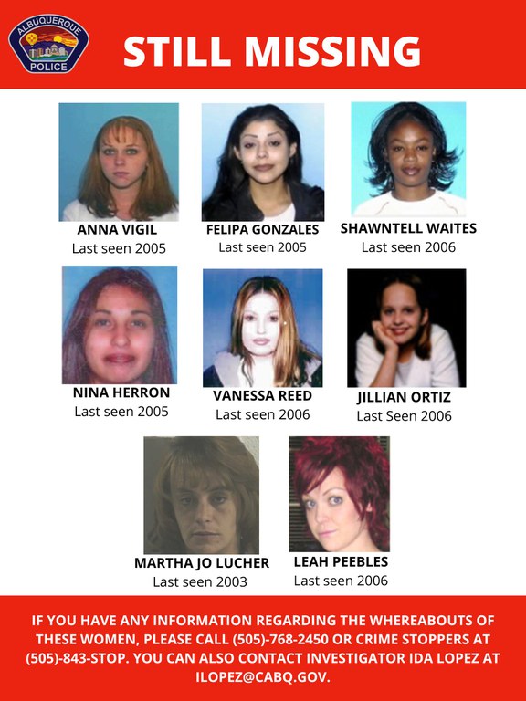 This is a poster of the women who remain missing and may be linked to the West Mesa case.