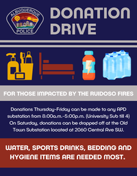 APD collecting donations supporting those impacted by Ruidoso Fires APD collecting donations supporting those impacted by Ruidoso Fires