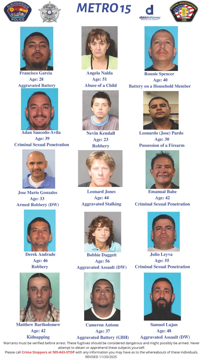 Metro 15 Updated List November 20, 2025