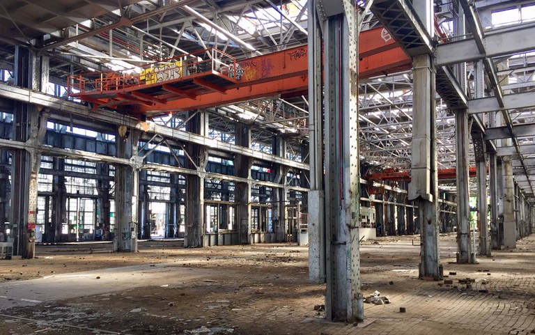 An internal view of a building at the railyards.