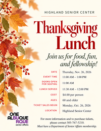 Highland Senior Center Thanksgiving Lunch