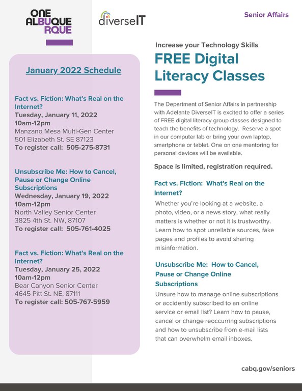 Digital Literacy Schedule Jan 2022 (pic)
