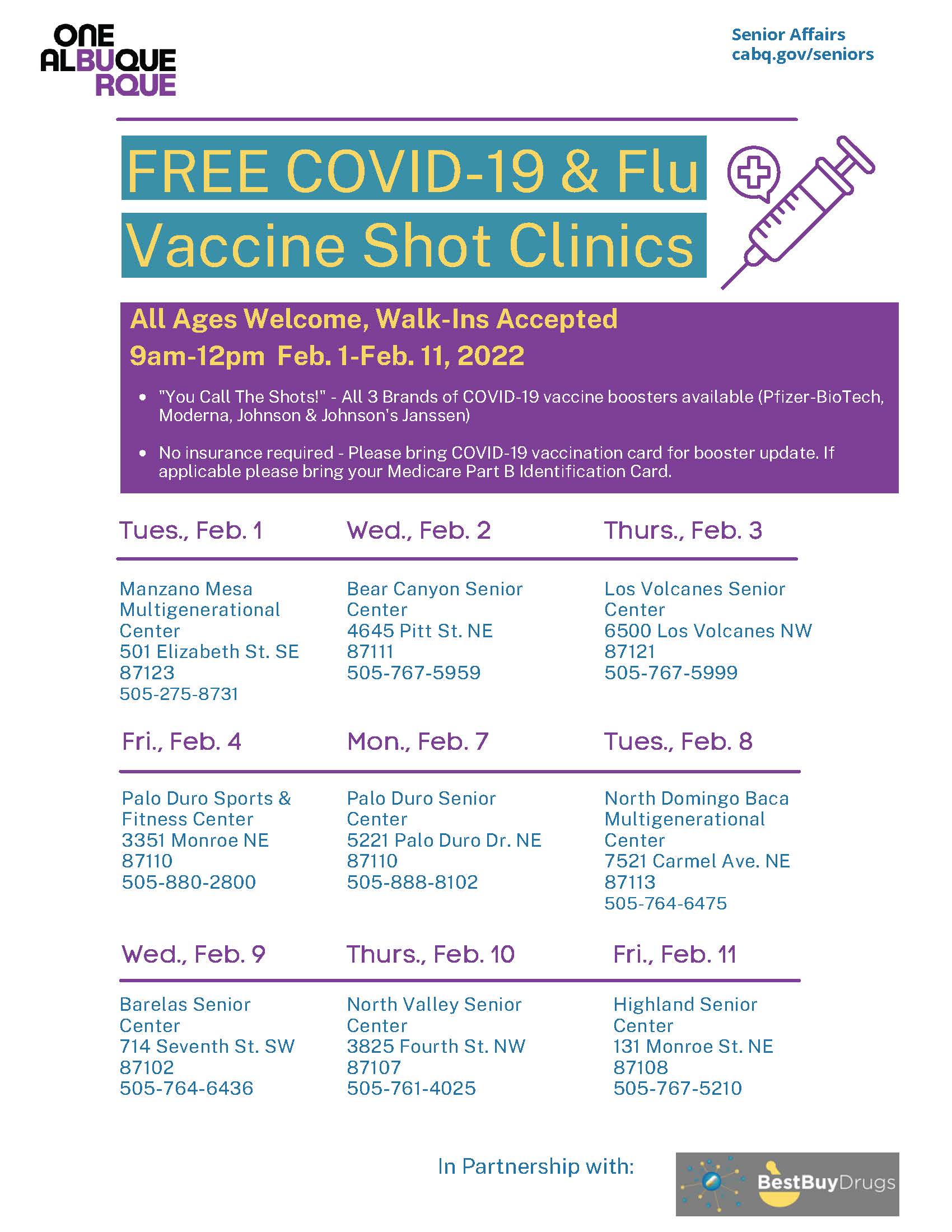 Feb. 2022 Covid19 Flu Shot Clinics