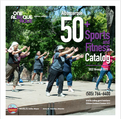 The cover of the Winter 2021-Spring 2022 50+ Sports & Fitness Activities Schedule