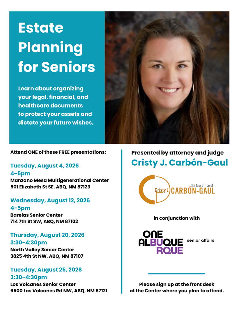 Estate Planning for Seniors — Weekly Presentations Throughout August