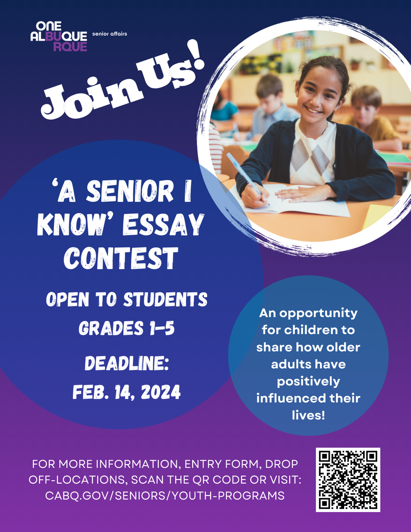 Senior Affairs Department Announces 42nd Annual “A Senior I Know” Essay Contest Senior Affairs Department Announces 42nd Annual “A Senior I Know” Essay Contest