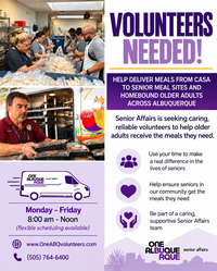 Senior Affairs Seeks Volunteers to Help Deliver Meals Across Albuquerque