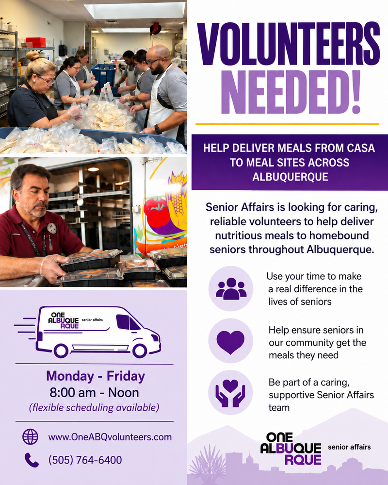 Senior Affairs Seeks Volunteers to Help Deliver Meals Across Albuquerque