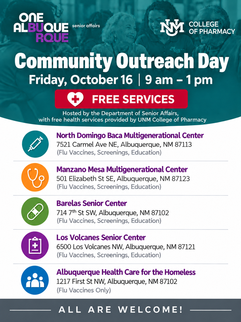 UNM College of Pharmacy to Offer Free Health Services