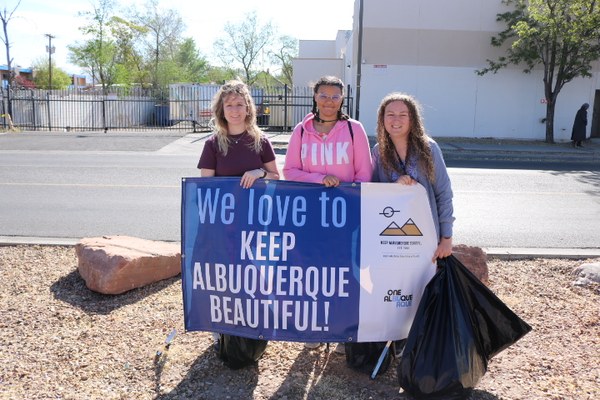 3 volunteers participating in One Albuquerque Cleanup Day