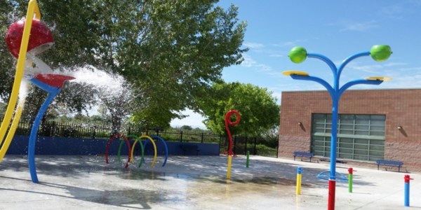 An image of the Cesear Chavez Splash Pad cropped for the summer fun page.