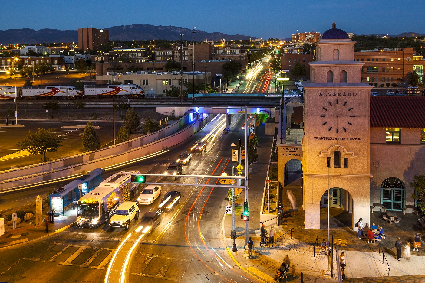 Alvarado transit center in the evening