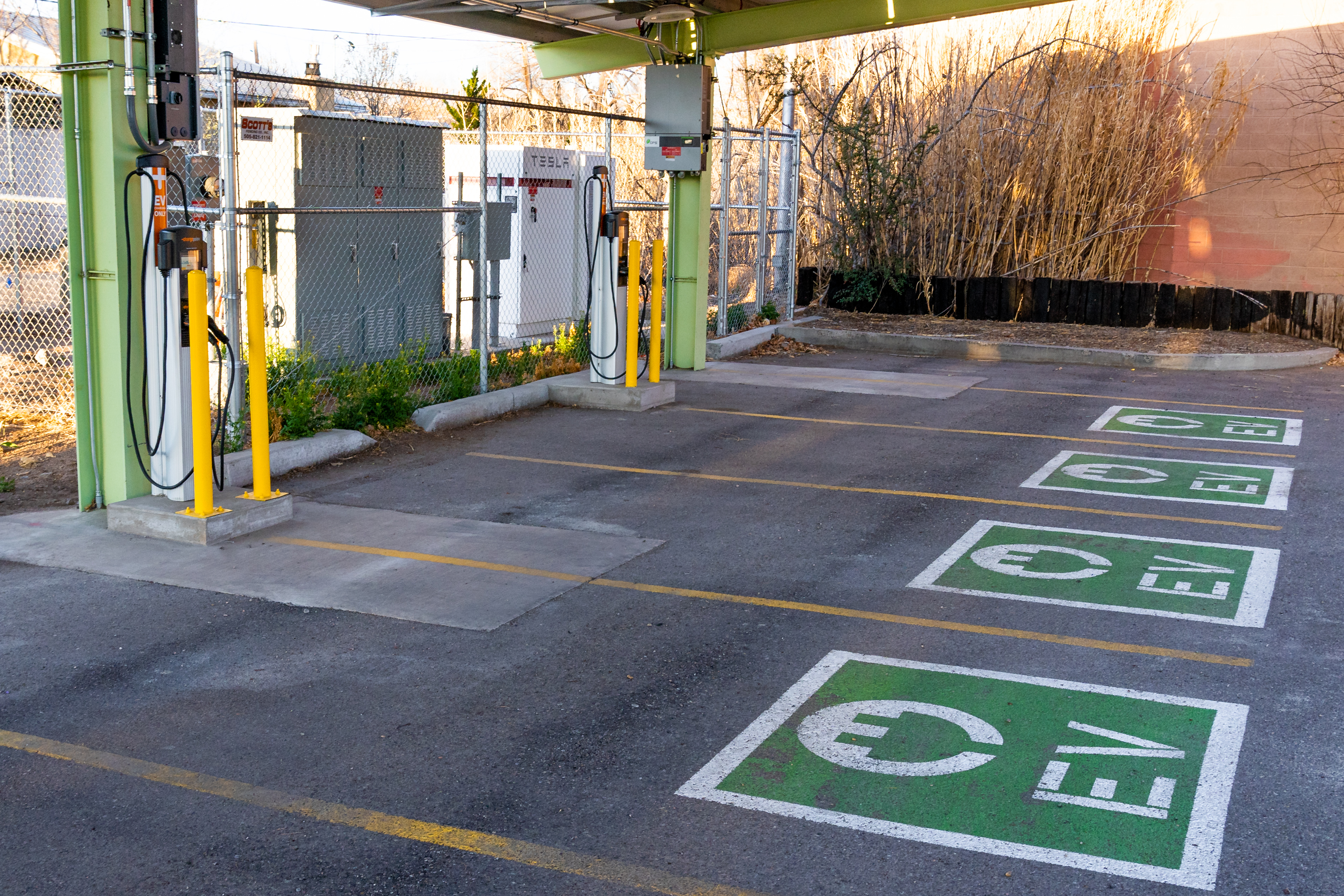 Electric Vehicle charging area at the BioPark