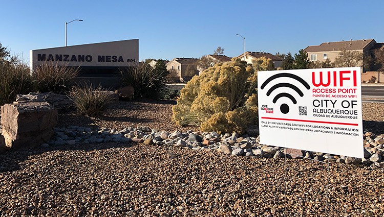 WiFi in Neighborhoods Sign at Manzano Mesa