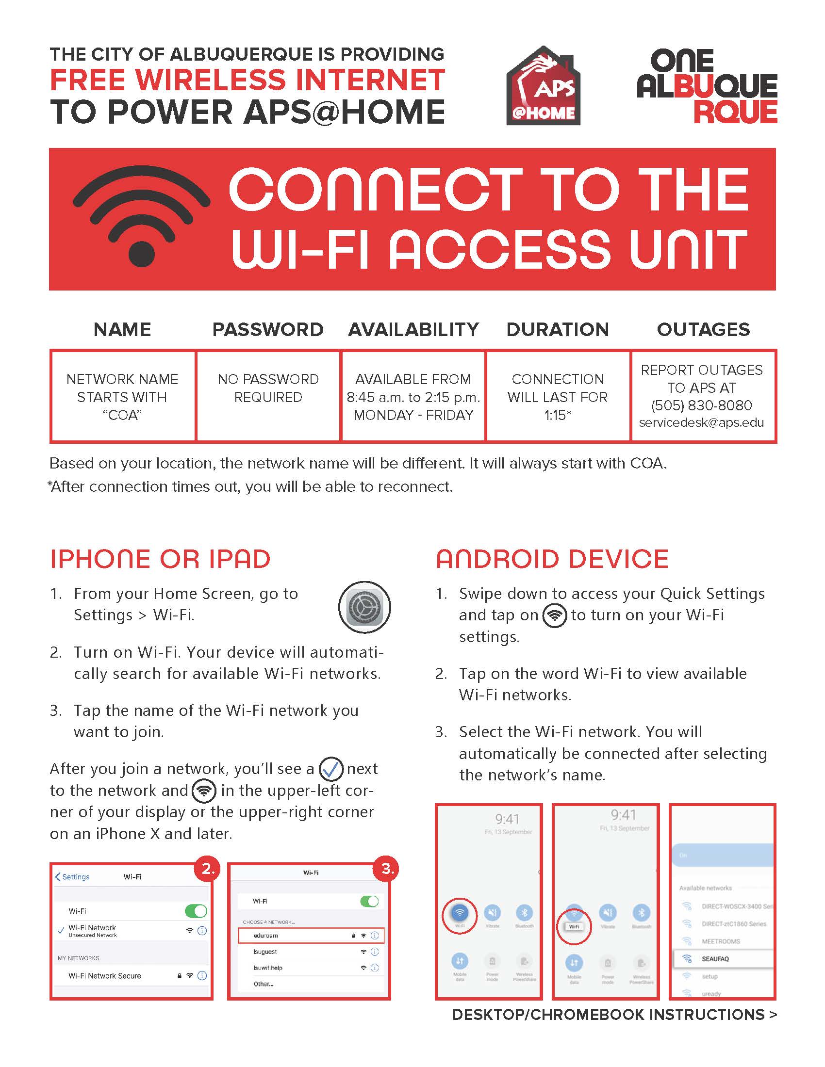 WiFi Connect Information Flyer Page 1