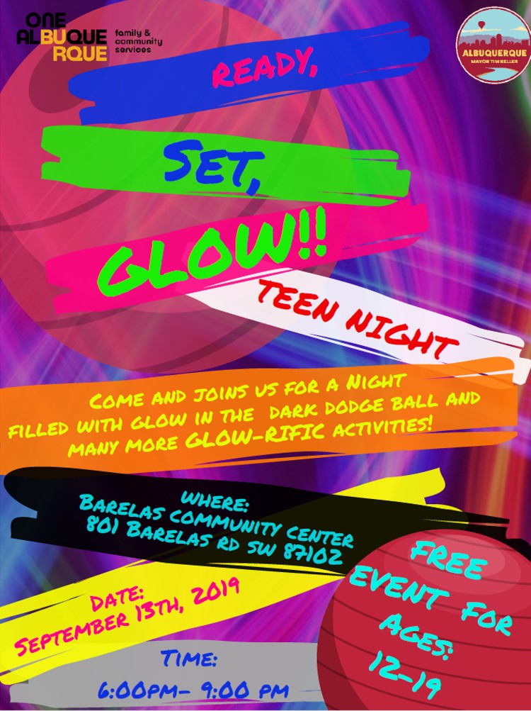 Teen Nights 2019 Glow Night Flyer