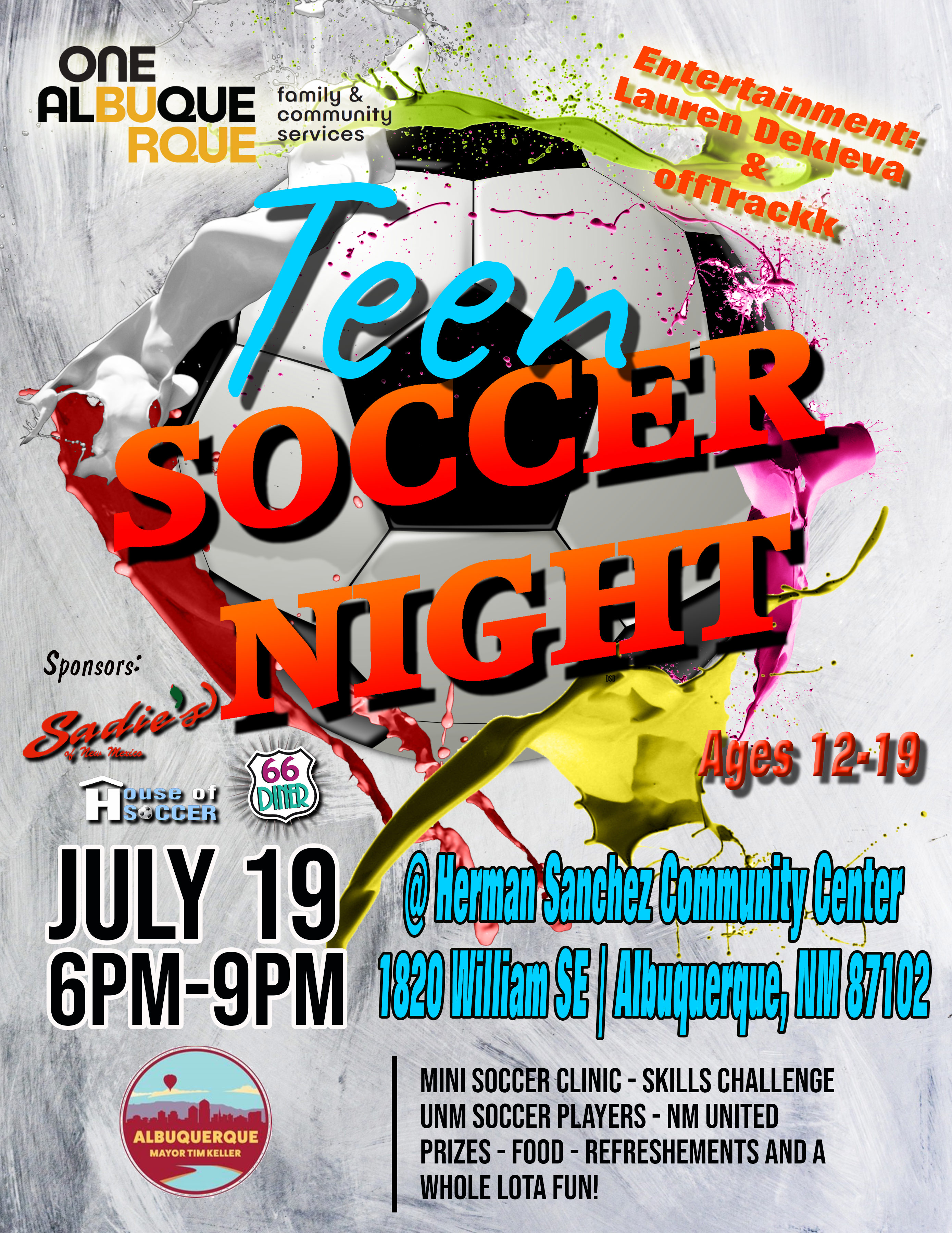 Teen Nights 2019 Soccer Camp Flyer