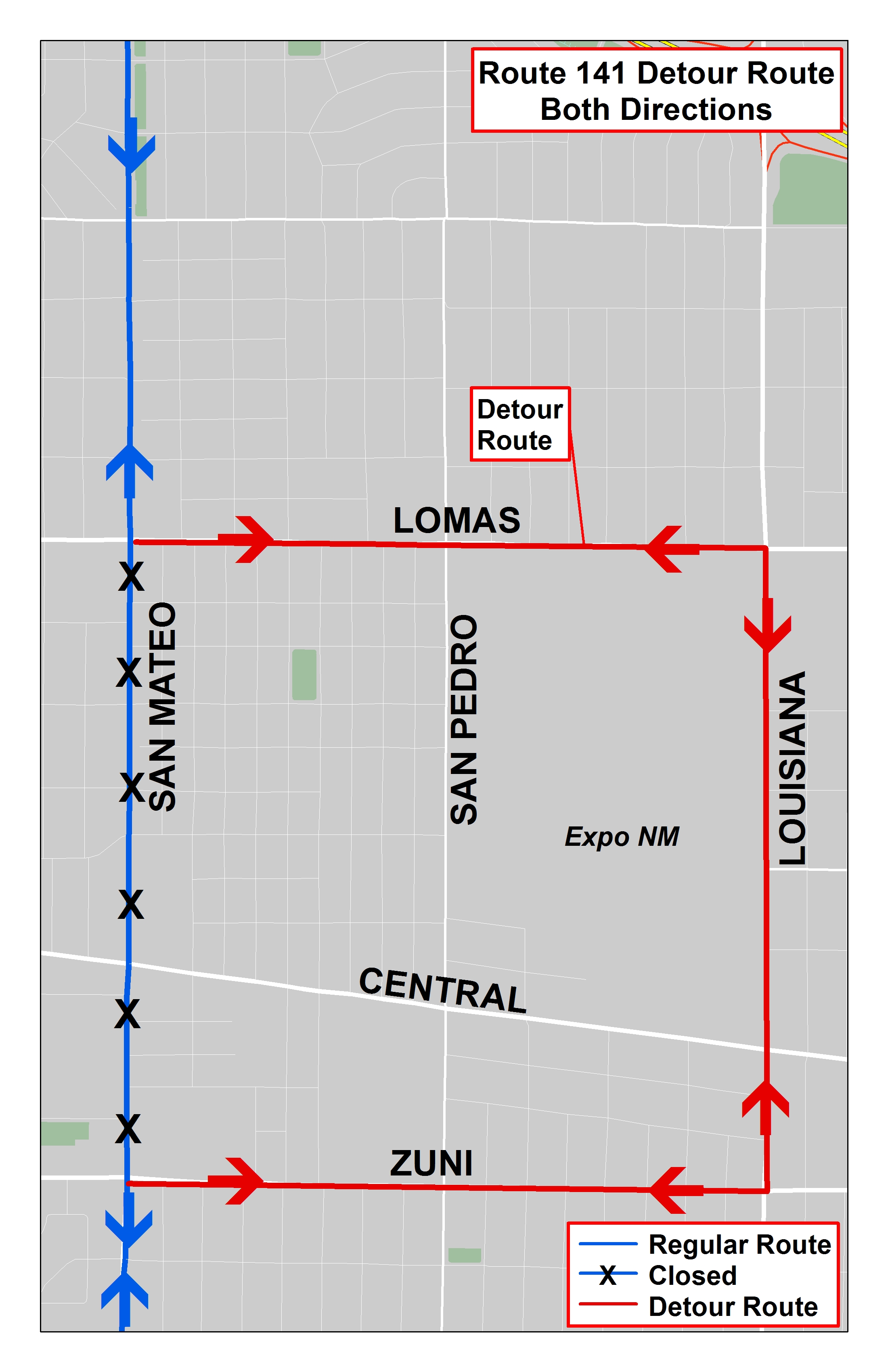 2018 State Fair Parade Detour Map - 141 to Louisiana Pride Parade no date.jpg