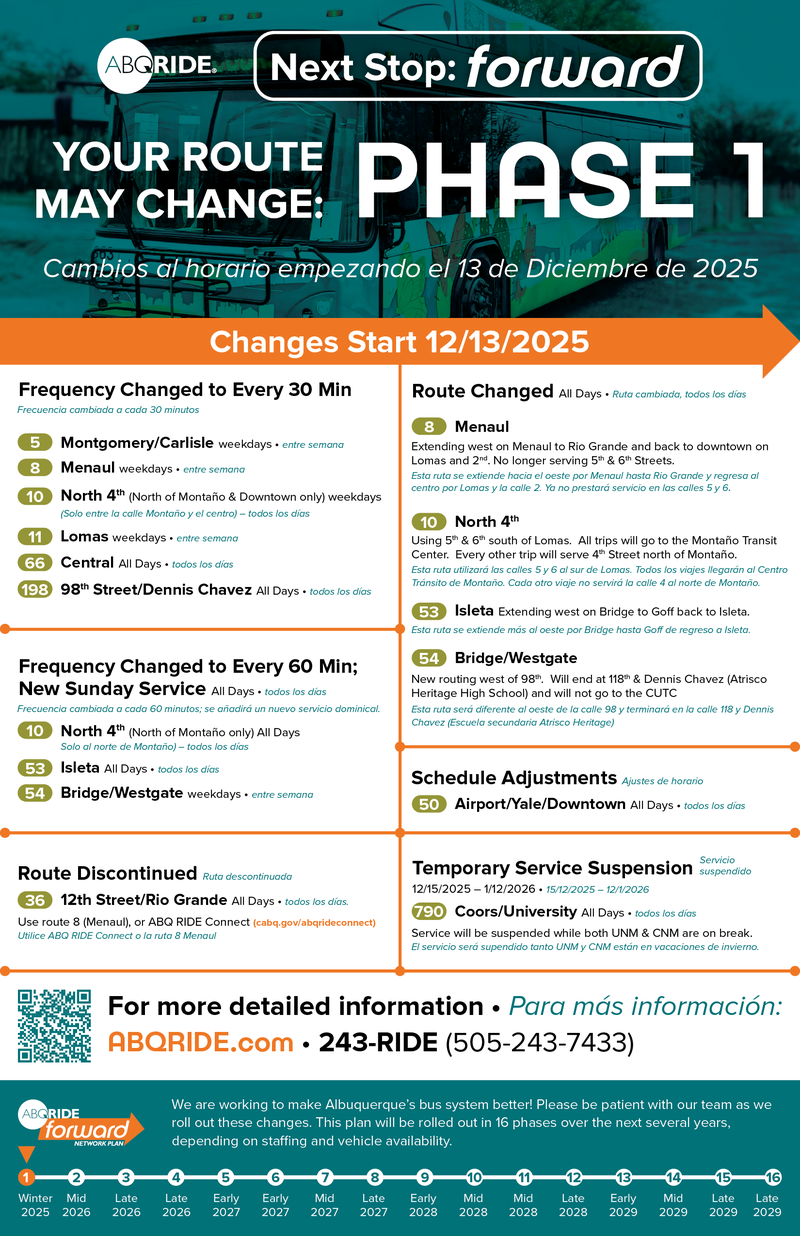 Schedule Changes 12/13/2025