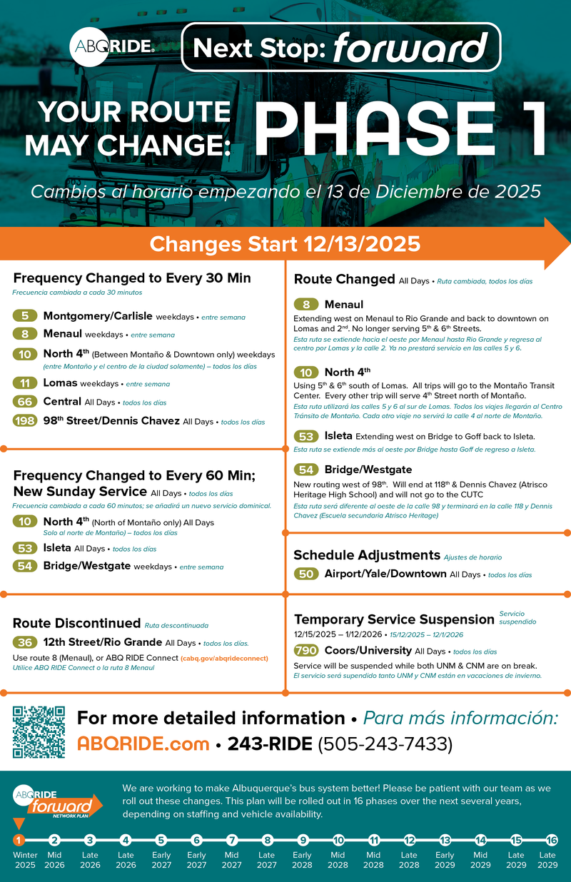 Schedule Changes 12/13/2025