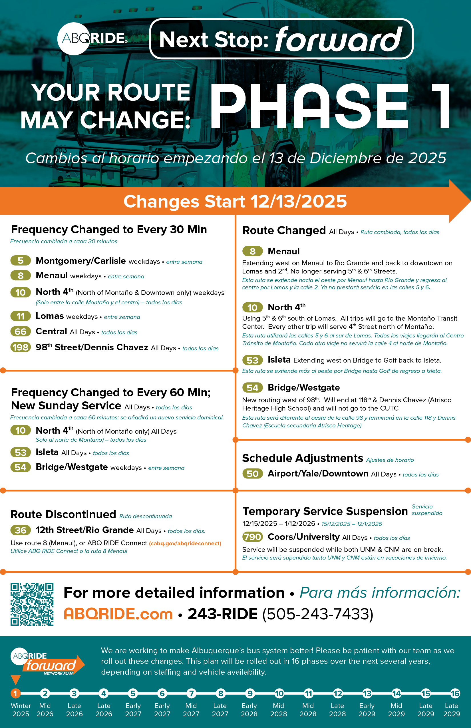 Schedule Changes 12/13/2025