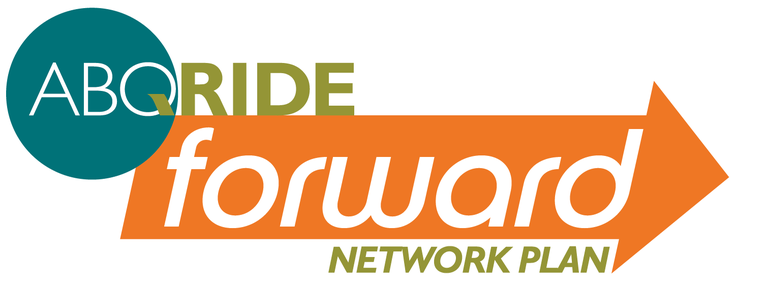 This is the ABQ Ride Forward Network Plan logo.