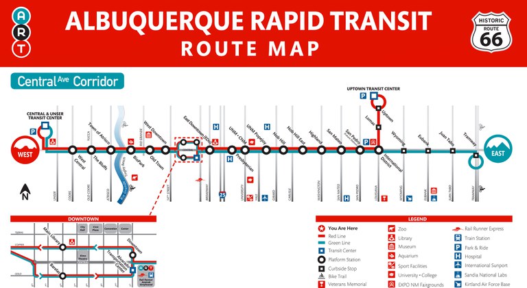 Service Map for the Albuquerque Rapid Transit.