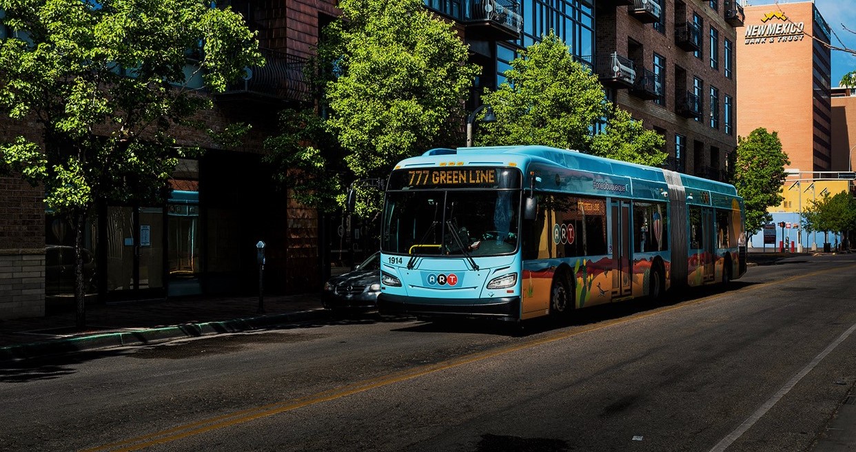 An Albuquerque Transit bus stop near the CNM Campus.