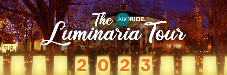 Luminaria Tour 2023 Banner with garland and ornaments.