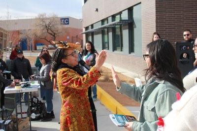 Office of Equity and Inclusion liaison Neema Pickett performing and storytelling at CNM
