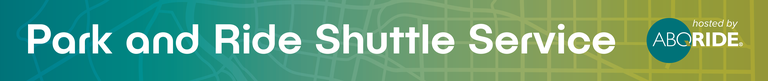 Website banner stating "Park and Ride Shuttle Service.