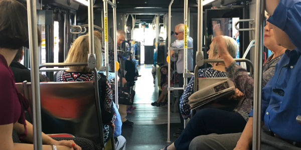 Riders on ABQ RIDE bus.