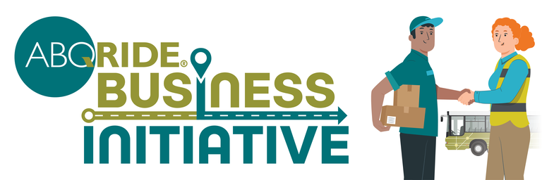 The logo for the ABQ RIDE Business Initiative program.