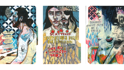 Three mixed media works on paper by artist Juliana Coles.