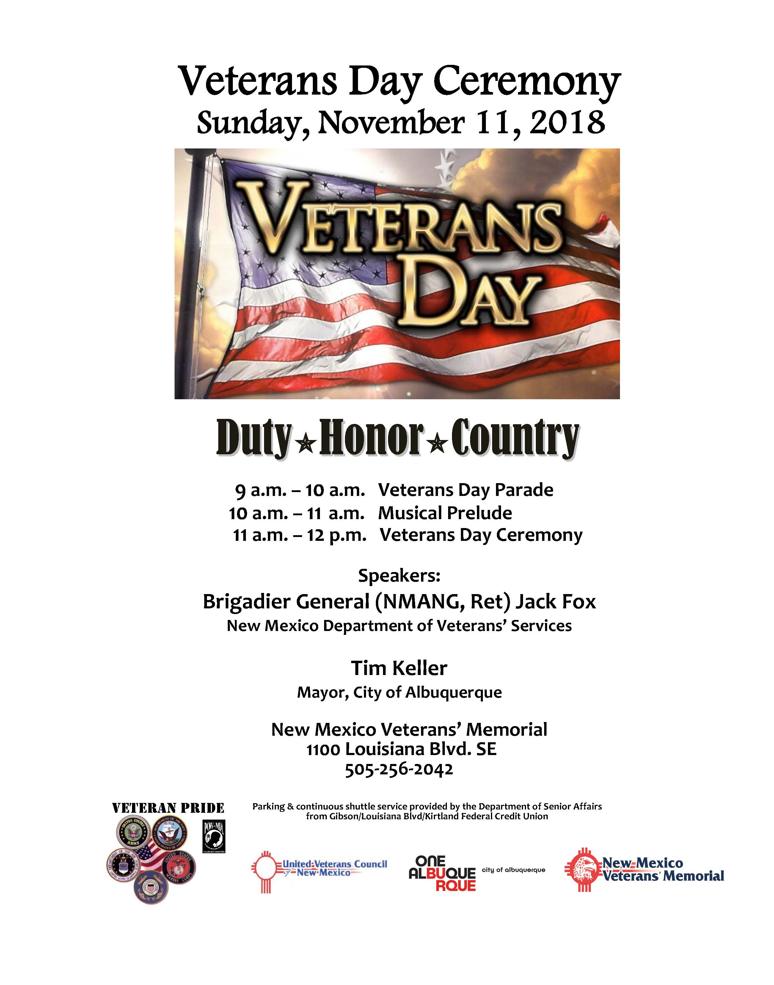 2018 Veterans Day Celebration Program
