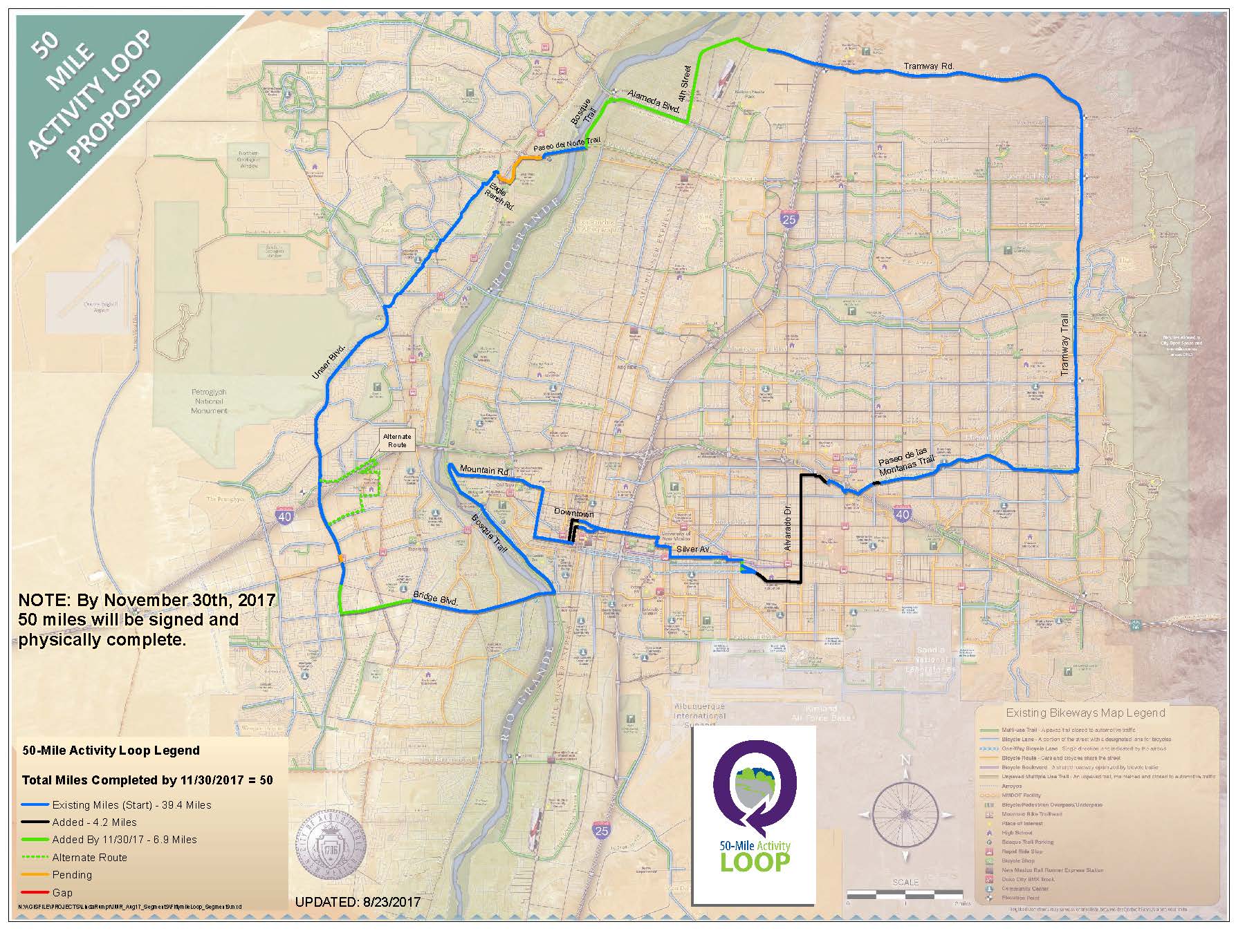 50 Mile Activity Loop Map as of Aug. 23, 2017