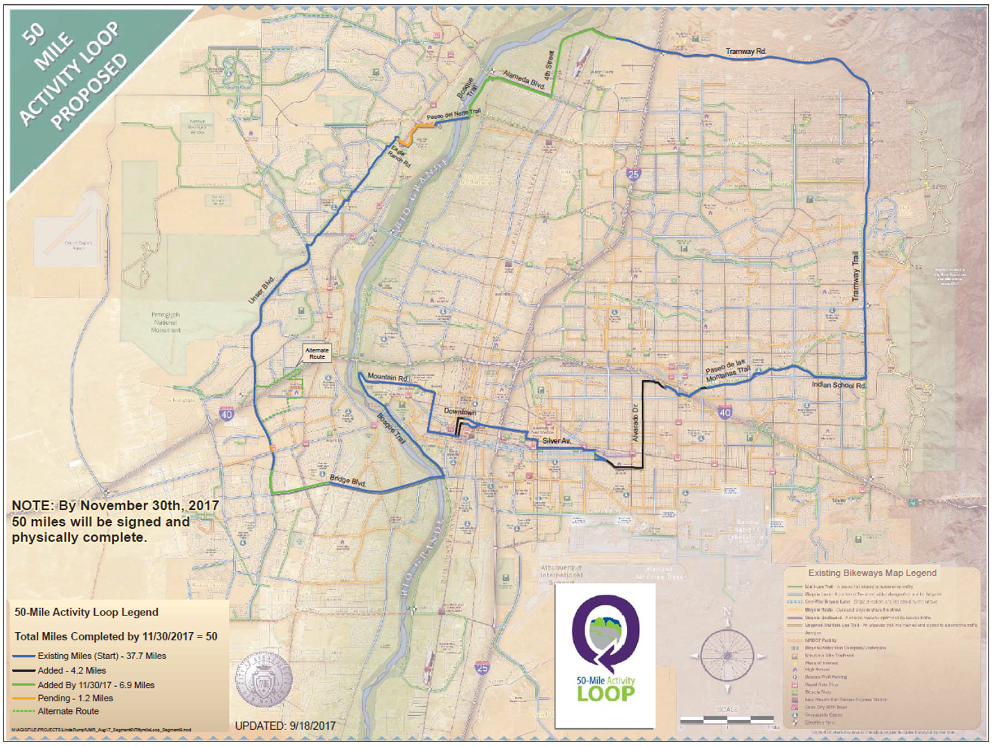 50 Mile Activity Loop Map dated Oct. 6, 2017