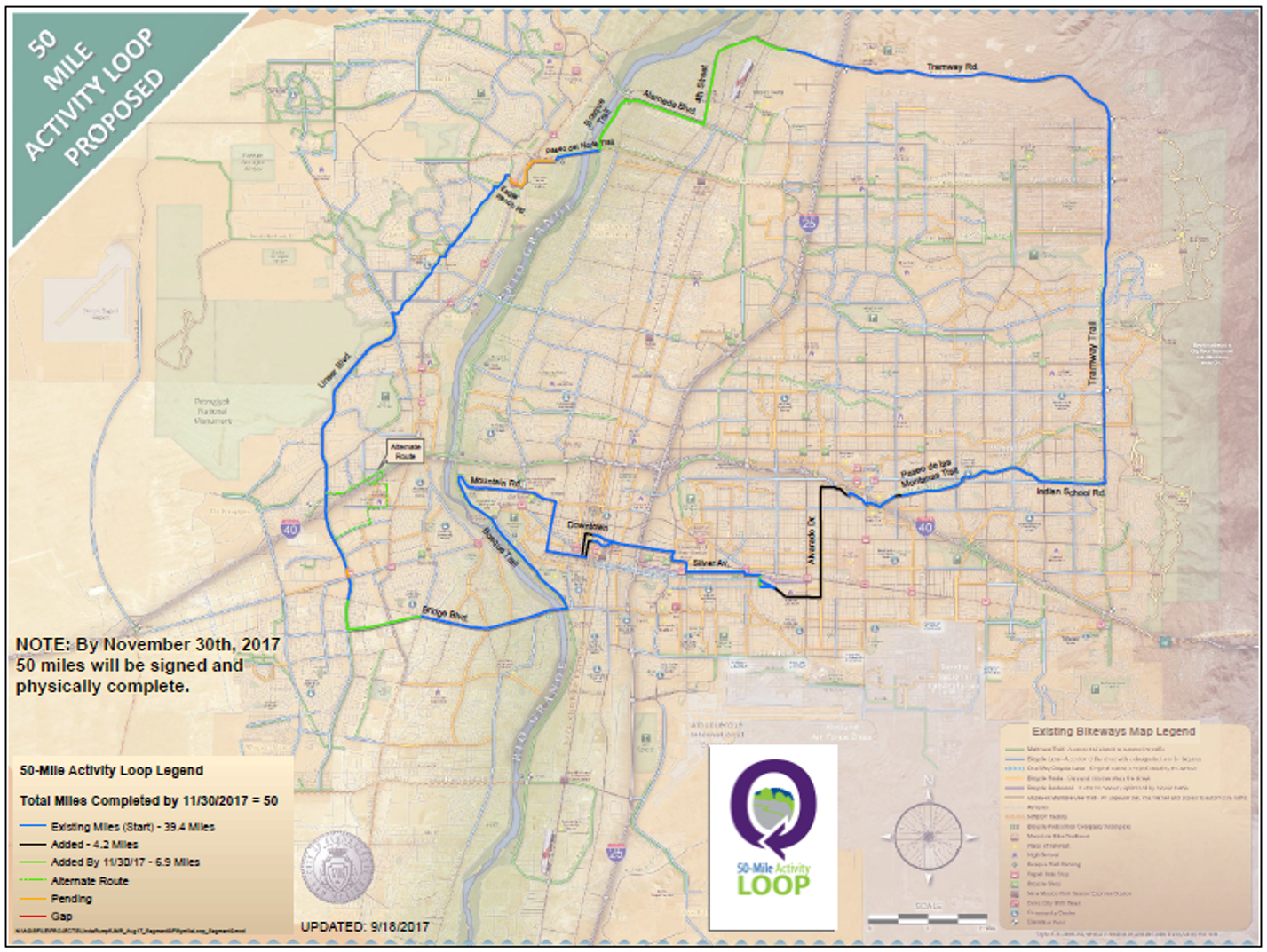 50 Mile Activity Loop Map as of Sept. 19, 2017
