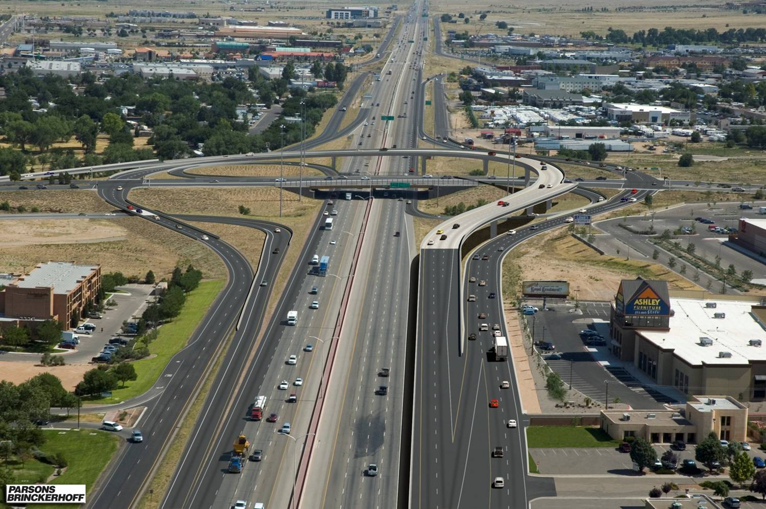 Paseo del Norte at I-25 Northbound View