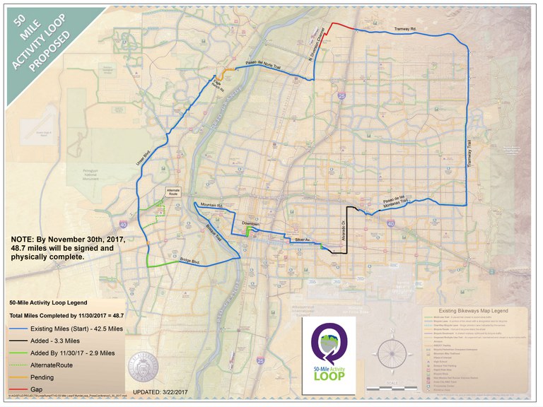 Proposed 50 Mile Activity Loop Map with Stage Numbers - Large